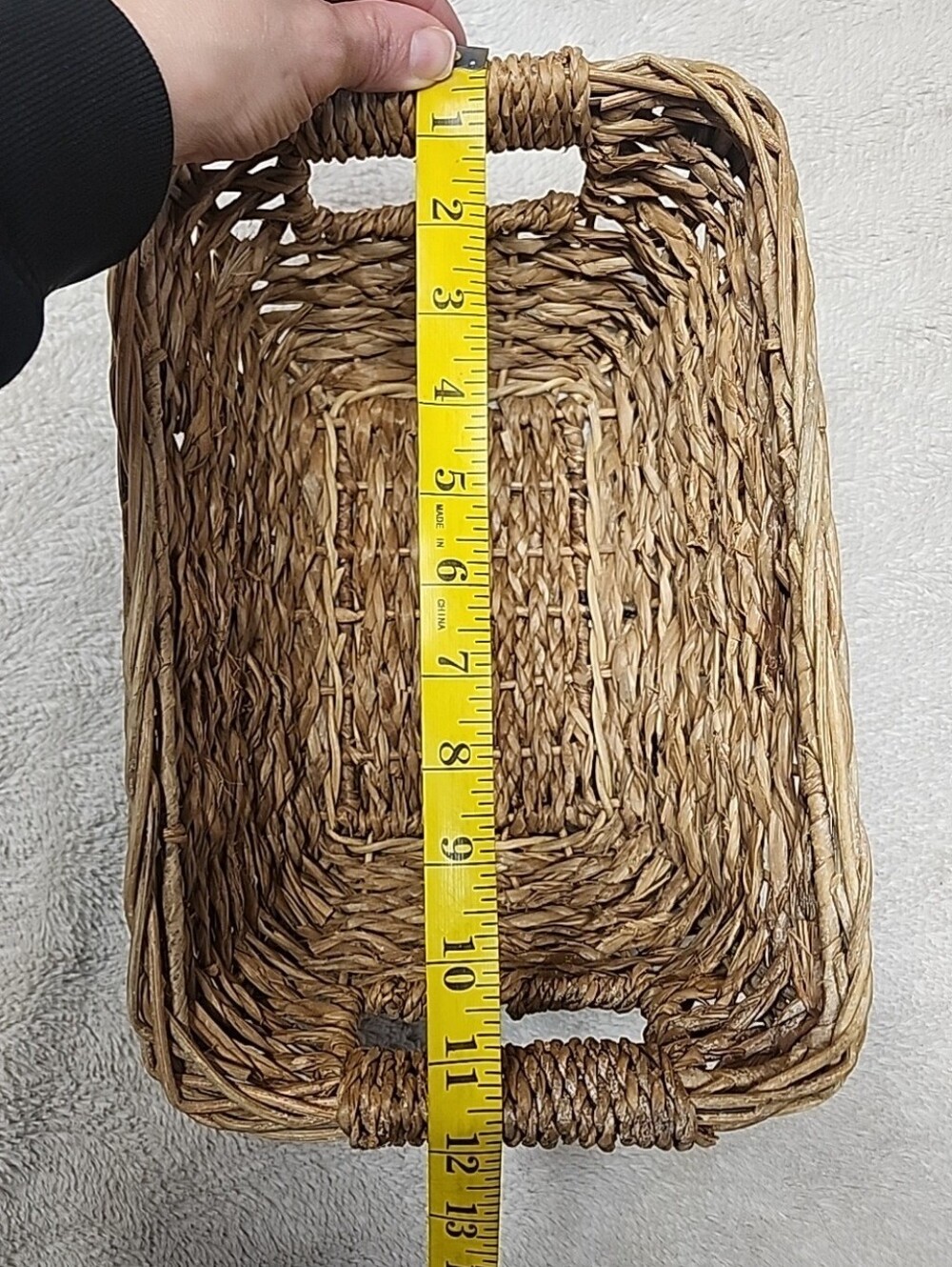 Natural Woven Rectangular Storage Basket - Tan, Wicker Basket With Handles - Picture 13 of 14